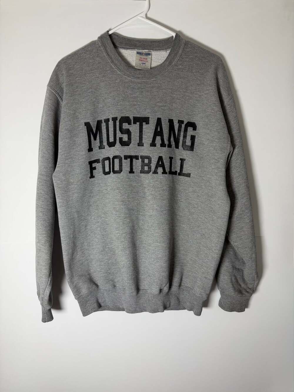 Vintage Jerzees ‘Mustang Football’ Gray Crewneck Sweatshirt Size M